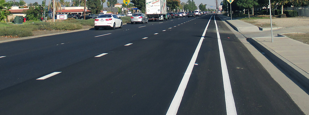 Freshly paved and painted street.